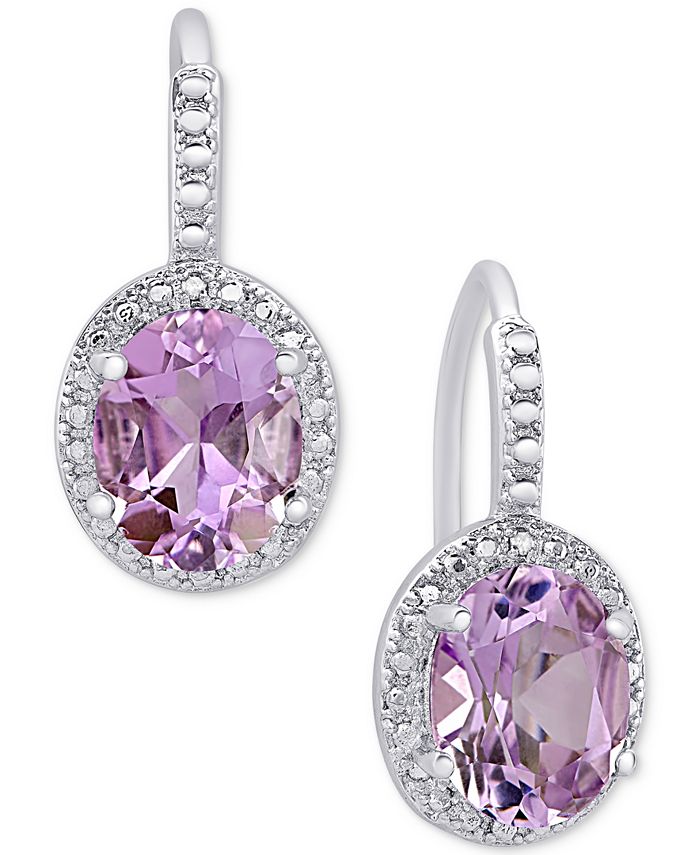 Macy's - Amethyst (2-2/5 ct. t.w.) and Diamond Accent Drop Earrings in Sterling Silver