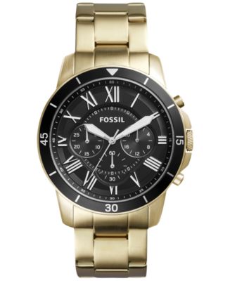 Fossil Men's Chronograph Grant Gold-Tone Stainless Steel Bracelet Watch ...
