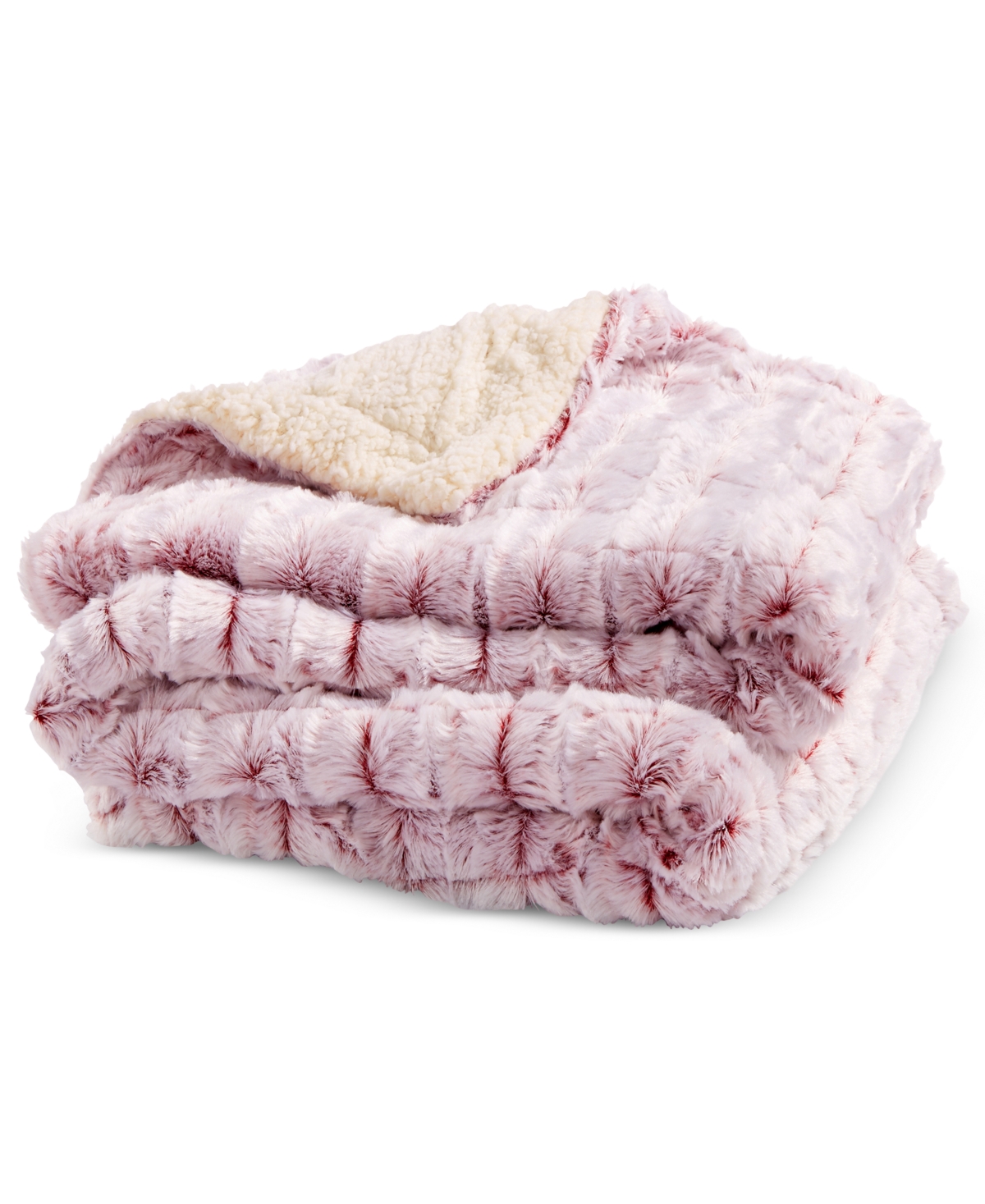 Royal Luxe Reversible Micromink To Faux-sherpa Tie-dye Throw, 50" X 60", Exclusively At Macy's In Pale Pink,red