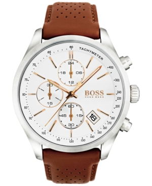 Boss Hugo Boss Men's Chronograph Grand Prix Brown Leather 