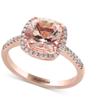 image of Effy Blush Morganite (1-5/8 ct. t.w.) and Diamond (1/4 ct. t.w.) Ring in 14k Rose Gold