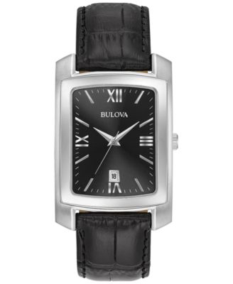 Bulova - Men's Black Leather Strap Watch 31x47mm 96B269