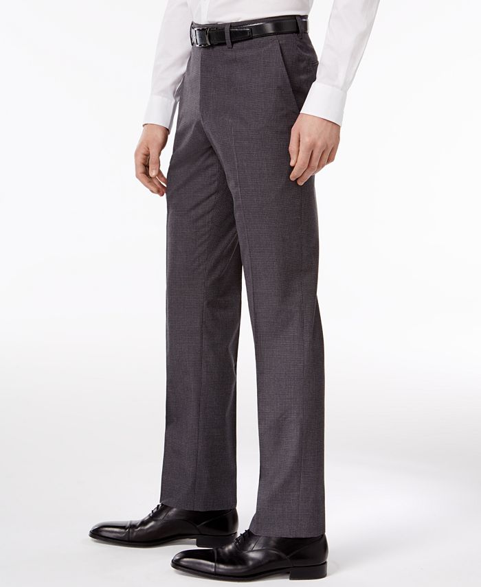Perry Ellis Men's Slim-Fit Portfolio Gray Mini-Check Comfort Stretch ...