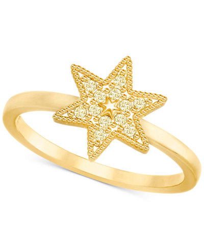 Swarovski Gold-Tone Pavé Star Ring