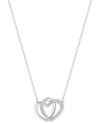 Swarovski - Silver-Tone Pav&eacute; Entwined Hearts Pendant Necklace