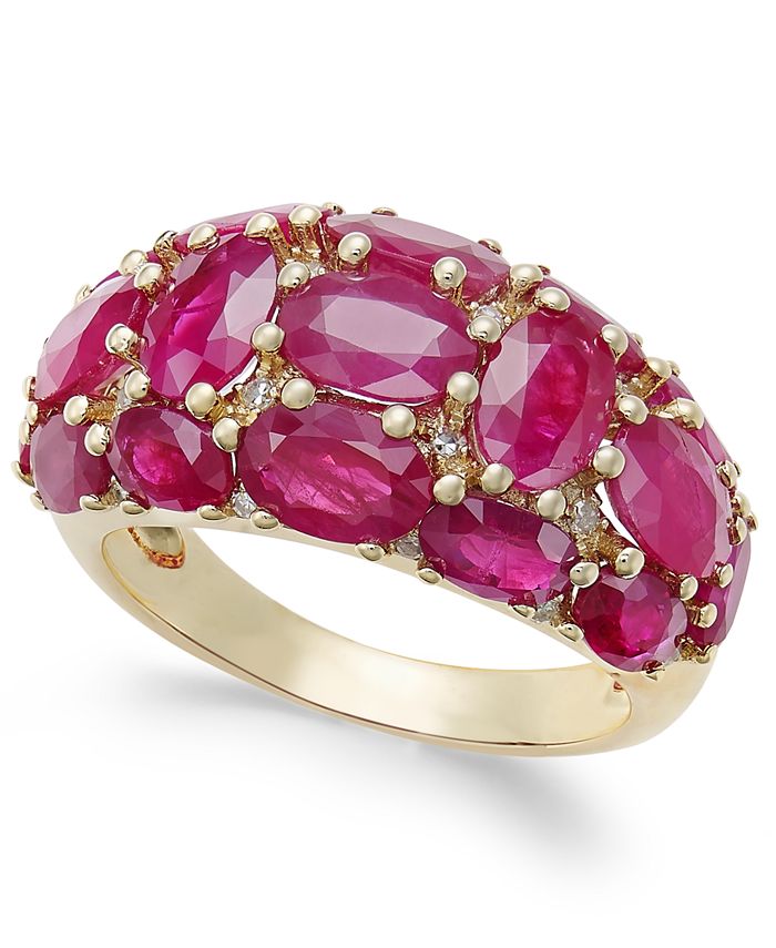 Macy's Certified Ruby (6 ct. t.w.) and Diamond (1/8 ct. t.w.) Dome Ring ...