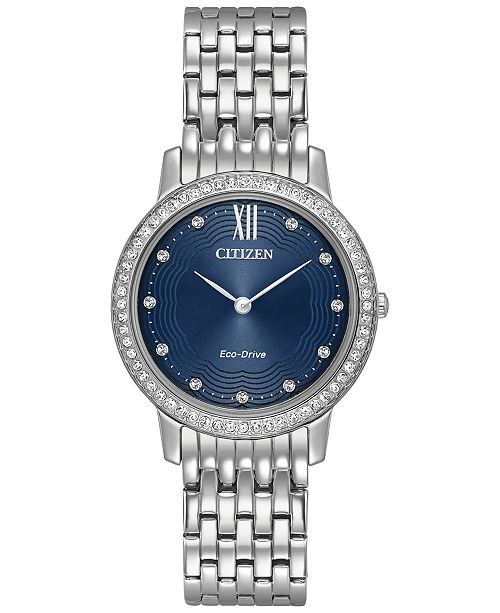 Citizen Eco Drive Women S Silhouette Crystal Jewelry Stainless Steel Bracelet Watch 29mm Ex1480 58l Reviews All Fine Jewelry Jewelry Watches Macy S
