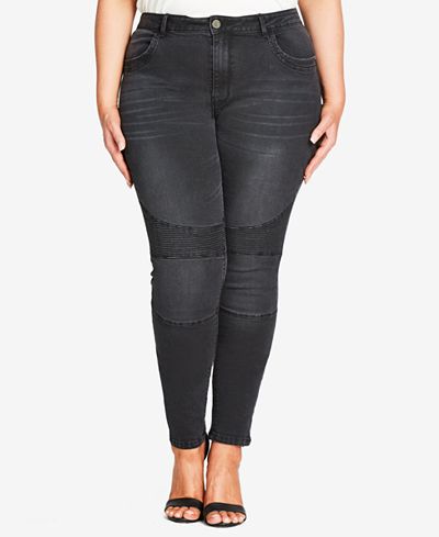 City Chic Trendy Plus Size Charcoal Wash Skinny Jeans