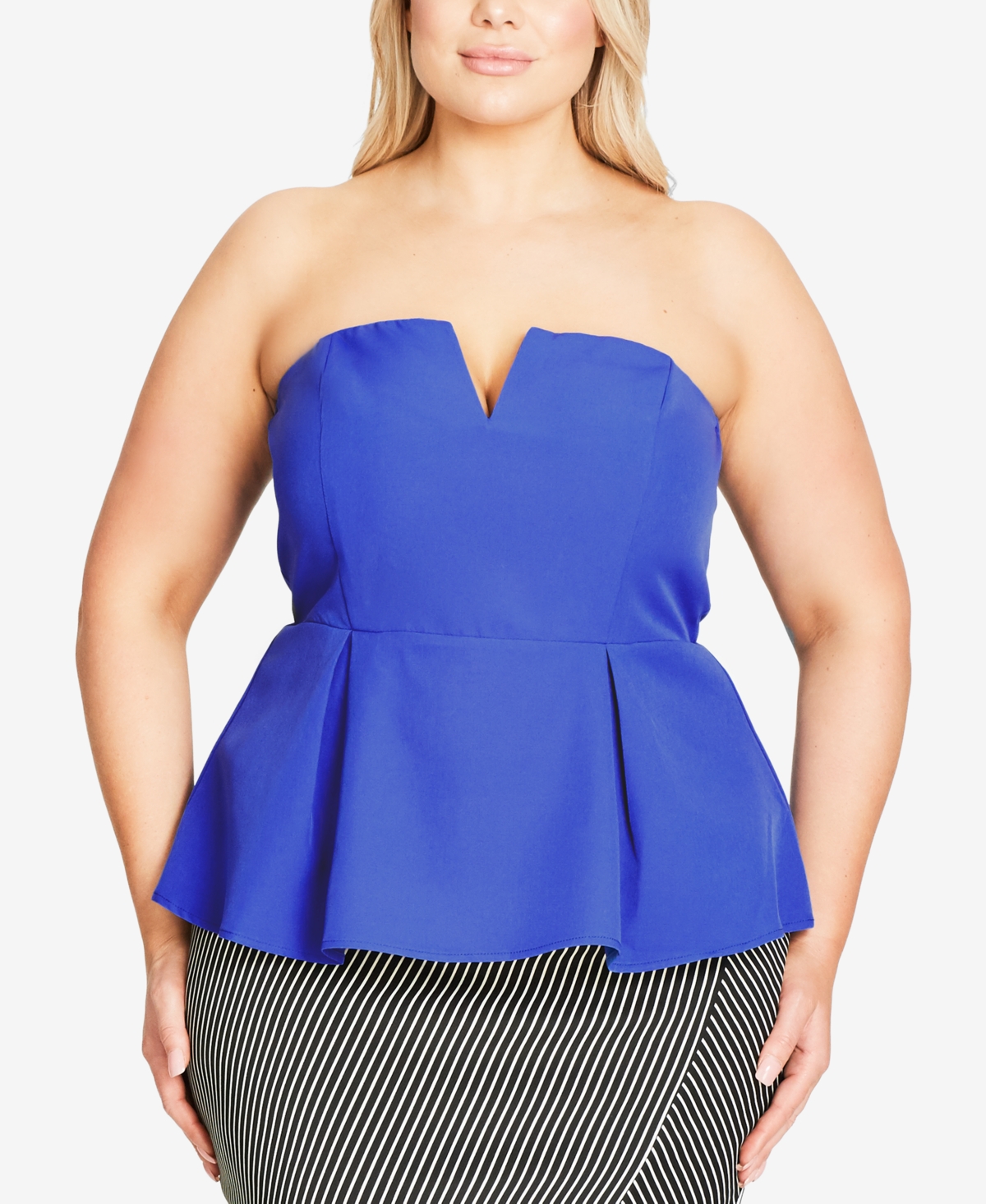 Trendy Plus Size Peplum Corset Top - Cornflower