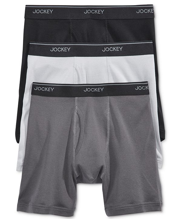 Jockey Men's 3 Pack Essential Fit Staycool + Cotton Boxer Briefs & Reviews Underwear & Socks