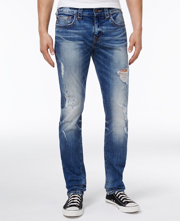 True Religion Men's Rocco No Flap Ripped Skinny-Fit Stretch Jeans - Macy's