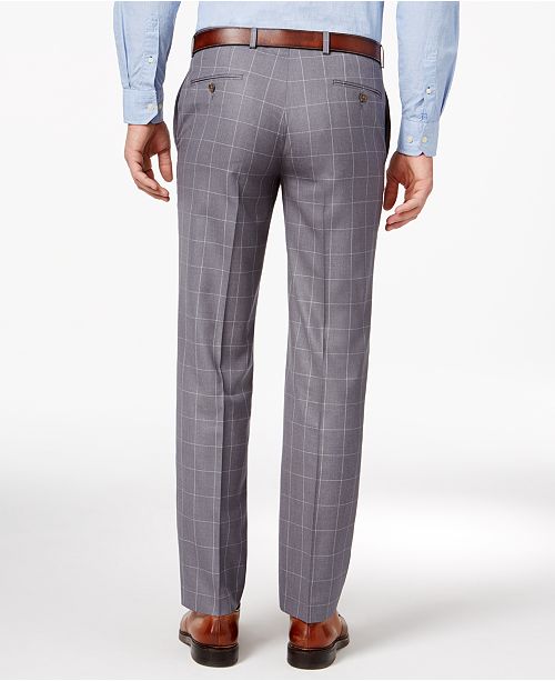 Lauren Ralph Lauren Men's Classic-Fit Gray Windowpane Dress Pants ...