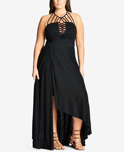 City Chic Trendy Plus Size Strappy Halter Maxi Dress - Dresses - Plus ...