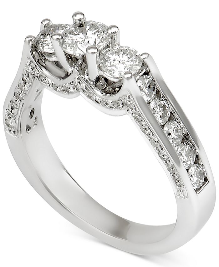 Macys three sale stone diamond ring