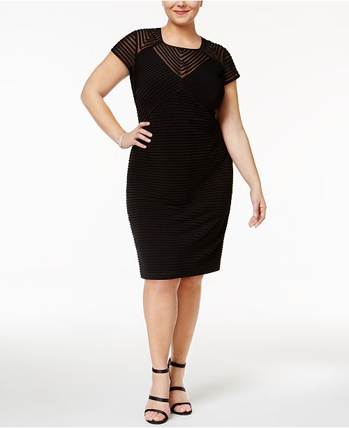 Calvin Klein Plus Size Illusion Banded Sheath Dress & Reviews - Dresses - Women - Macy&#39;s