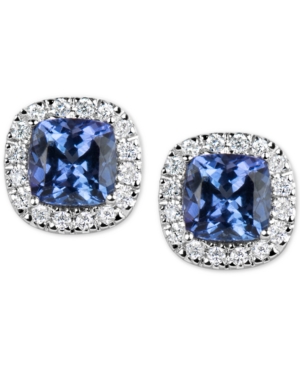 image of Tanzanite (1-1/5 ct. t.w.) and Diamond (1/6 ct. t.w.) Stud Earrings in 14k White Gold