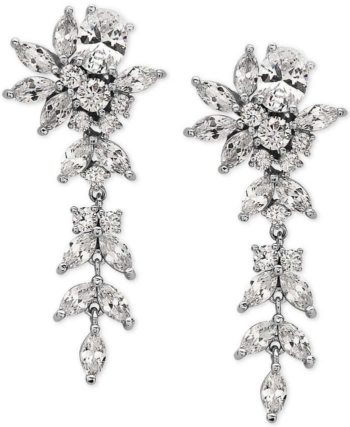 Nina Silver-Tone Crystal Floral Drop Earrings & Reviews - Fashion ...