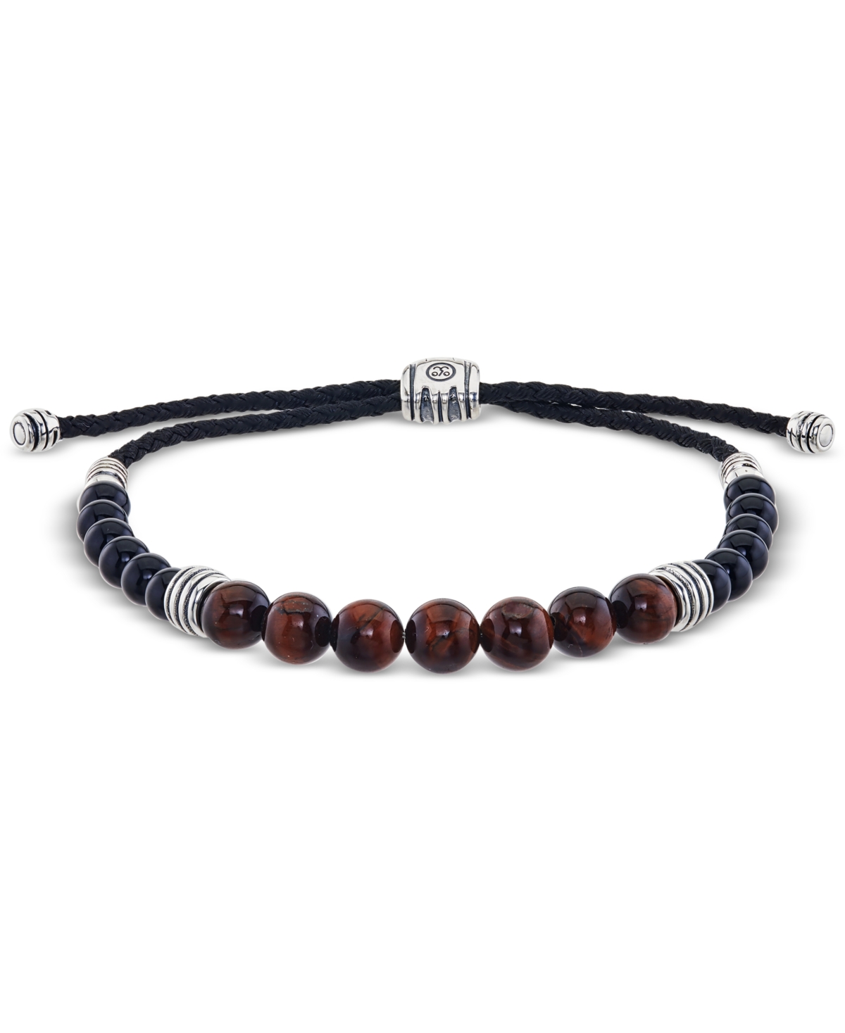 Tiger's Eye (8mm) and Onyx (6mm) Beaded Bolo Bracelet in Sterling Silver, Created for Macy's - Silver