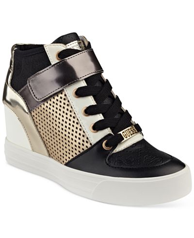 GUESS Women&#39;s Diza Lace-Up Sneakers - Sneakers - Shoes - Macy&#39;s