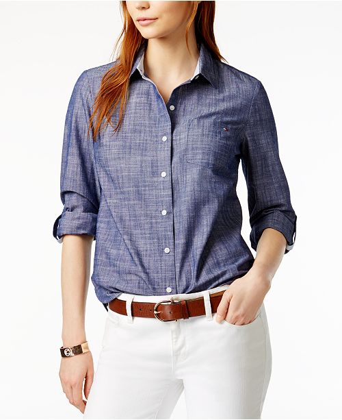 Tommy Hilfiger Cotton Printed Roll Tab Utility Shirt Reviews
