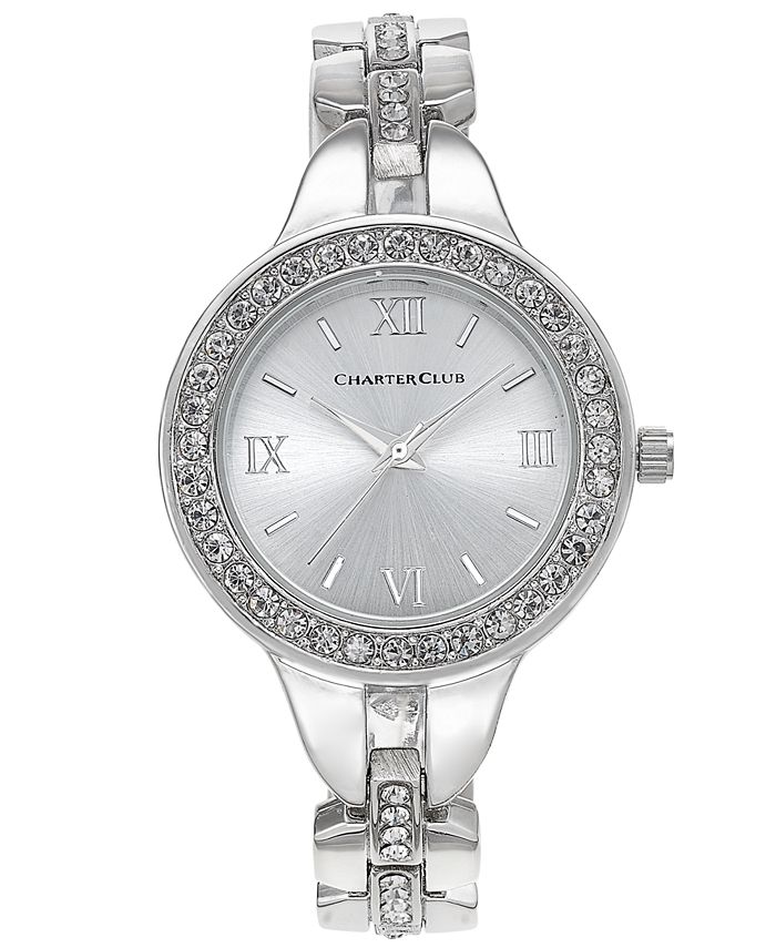 Charter Club Women's SilverTone Crystal Bracelet Watch 33mm, Created for Macy's & Reviews