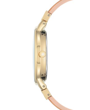 Anne Klein Women's Pink and Gold Shimmer Resin Bangle Bracelet Watch ...