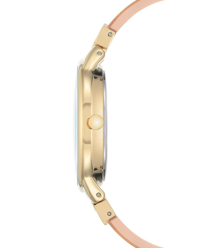 Anne Klein Women's Pink and Gold Shimmer Resin Bangle Bracelet Watch ...