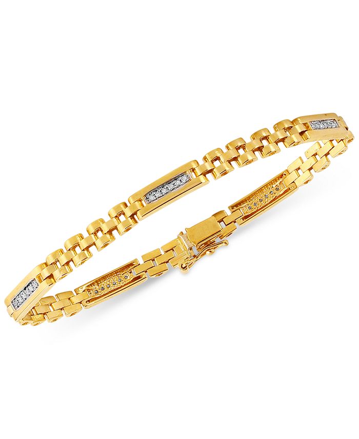 Macy's Men's Diamond Link Bracelet (1/4 ct. t.w.) in 10k Gold Macy's