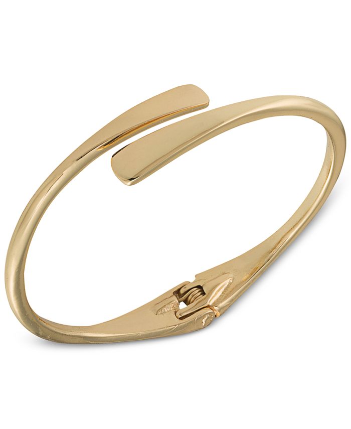 Lauren Ralph Lauren Gold-Tone Sculptural Hinged Bangle Bracelet - Macy's