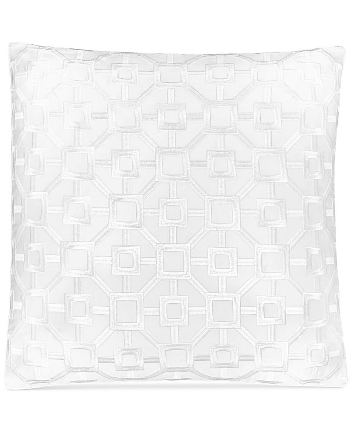 Hotel Collection Embroidered Frame White Decorative Pillow, 18