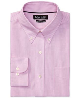 Ralph Lauren Men's Slim Fit Non Iron Stretch Pinpoint Dress Shirt Pink Size XL
