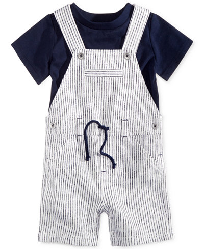 First Impressions 2-Pc. T-Shirt & Striped Shortall Set, Baby Boys (0-24 months), Only at Macy's