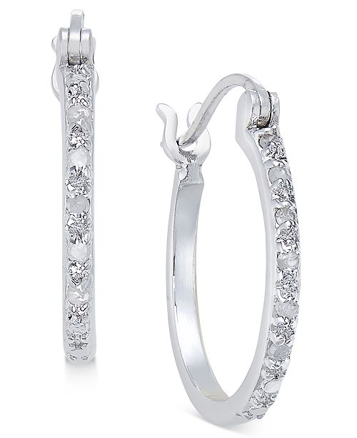 Macy&#39;s Diamond Hoop Earrings (1/10 ct. t.w.) in Sterling Silver - Fashion Jewelry - Jewelry ...