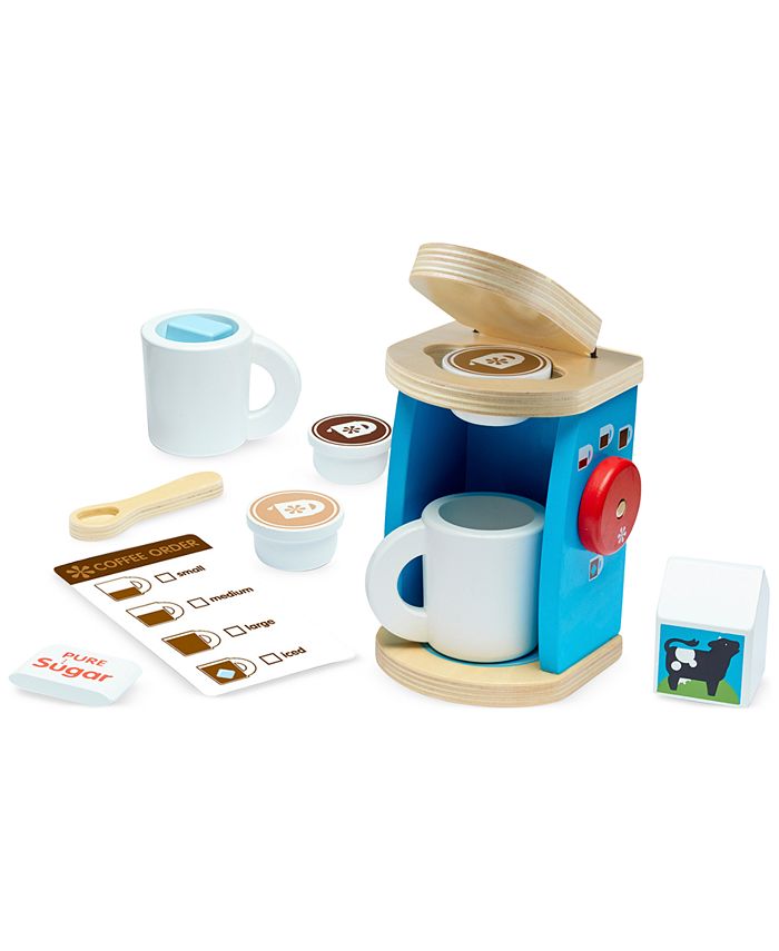 Melissa & Doug Holz Kaffeemaschine Spielset - 12-teiliges Brew & Serve Set Für Kinder