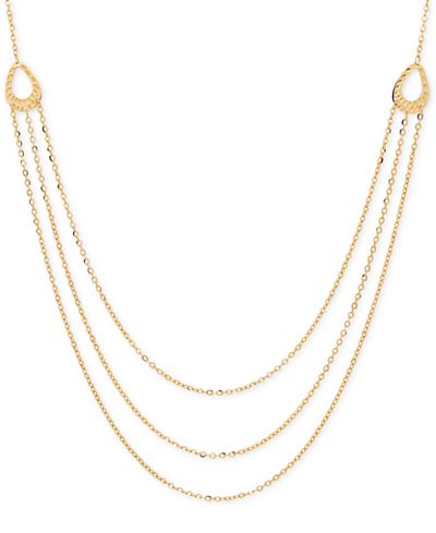 necklace gold multi chain layer italian 14k
