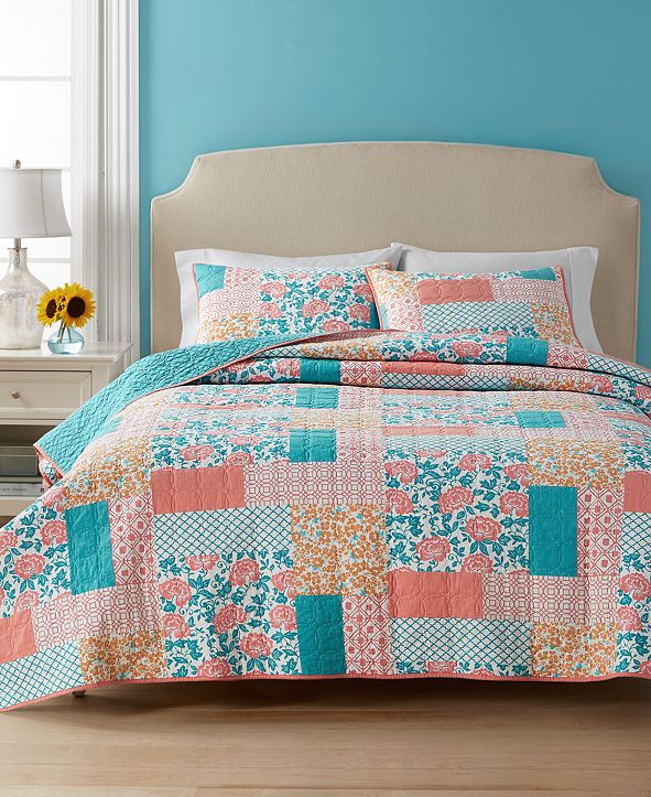 Martha Stewart Collection CLOSEOUT! Flower Patch 100% Cotton Reversible ...