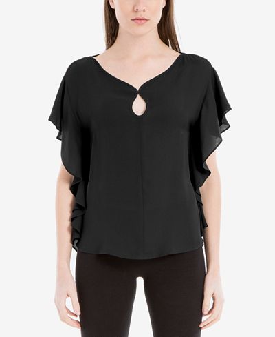 Max Studio London Keyhole Flutter-Sleeve Top
