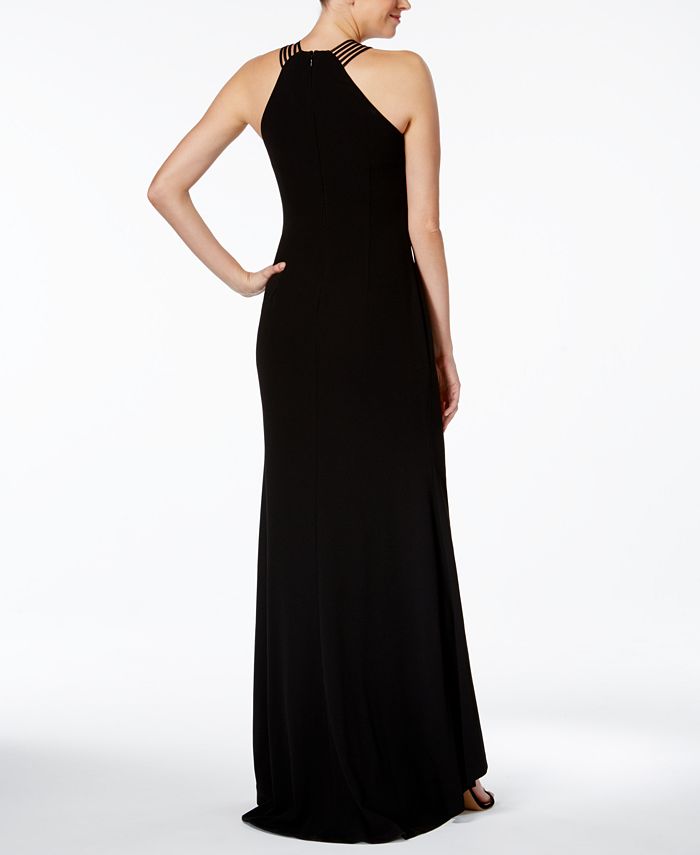 Calvin Klein Lattice Halter Gown - Macy's