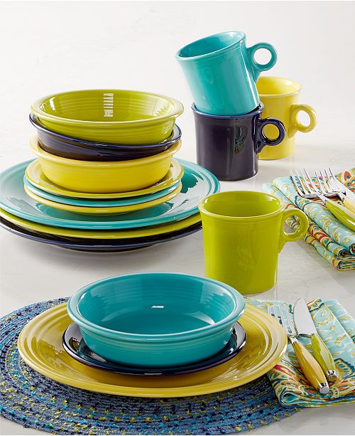 Fiesta Mixed Cool Colors 16Piece Set, Service for 4, Created for Macy