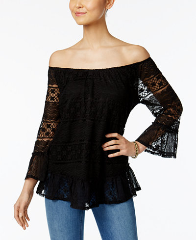 Style & Co Off-The-Shoulder Lace Top, Only at Macy's
