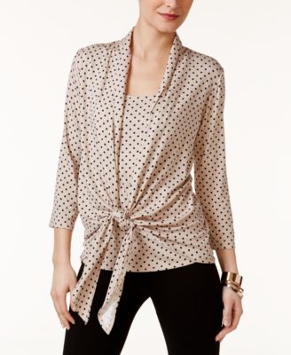 NY Collection - Layered-Look Draped Blouse