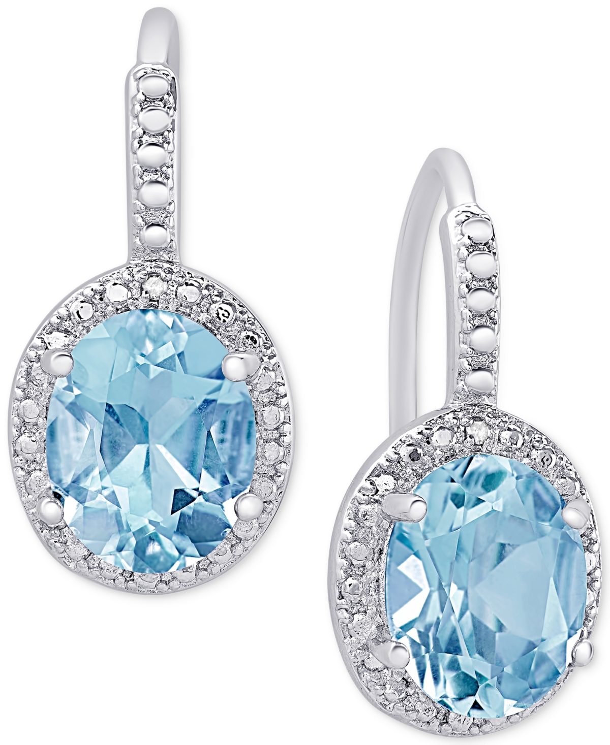 Shop Macy's Amethyst (2-2/5 Ct. T.w.) And Diamond Accent Drop Earrings In Sterling Silver In Blue Topaz