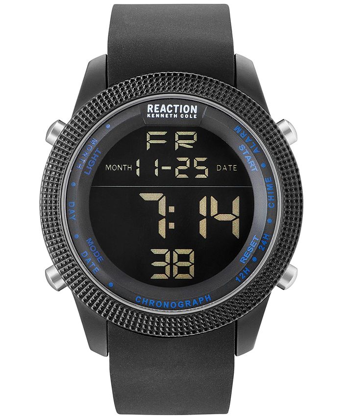Kenneth Cole Reaction Men s Digital Black Silicone Strap Watch