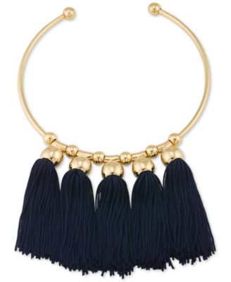 Trina Turk - Gold-Tone Navy Tassel Collar Necklace