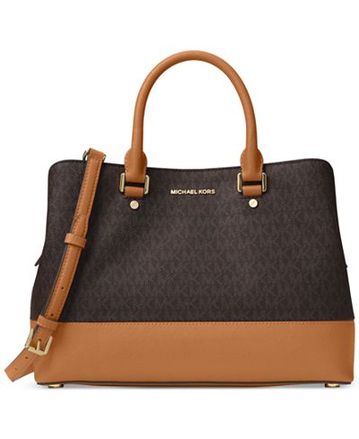 MICHAEL Michael Kors Signature Savannah Large Satchel - Handbags & Accessories - Macy&#39;s