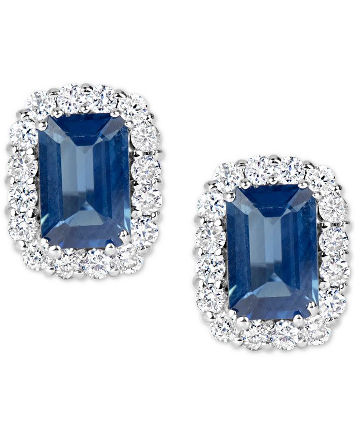 Macy's Sapphire (1-3/8 ct. t.w.) and Diamond (1/3 ct. t.w.) Stud ...