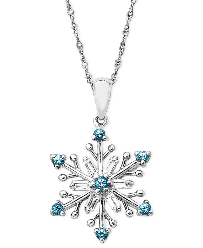 Macy's Sterling Silver Necklace, Blue Topaz (3/8 ct. t.w.) and White