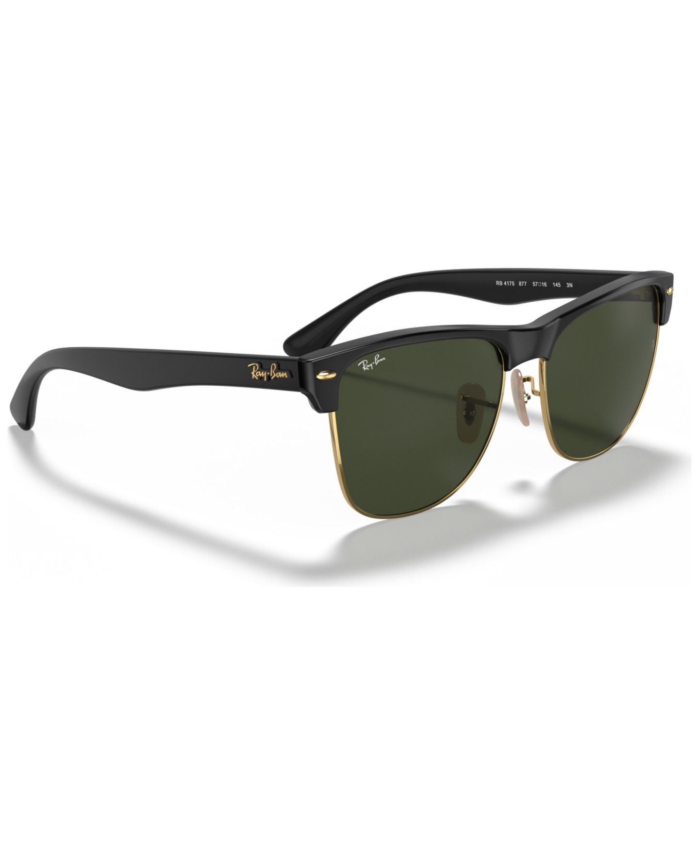 Солнцезащитные очки Ray-Ban Clubmaster Oversized RB4175, цвет: Чёрный блестящий / Зелёный — фото 3