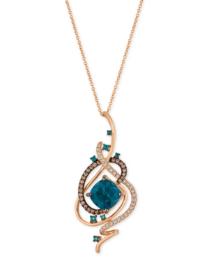 image of Le Vian Exotics Deep Sea Blue Topaz (5-3/8 ct. t.w.) and Diamond (3/4 ct. t.w.) Pendant Necklace in 14k Rose Gold