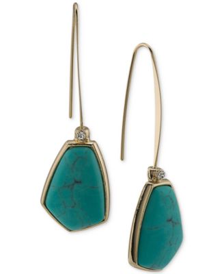 Lauren Ralph Lauren - Gold-Tone Blue Stone Wire Drop Earrings